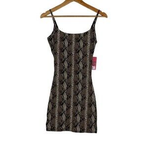 Yummie Tummy Carine Shaper Slip Dress Brown Snake Print Size Small‎ NWT